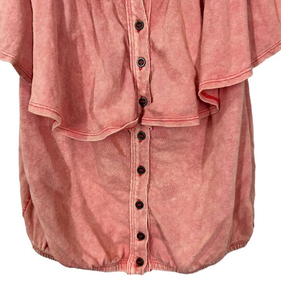 Free People Love Letter Ruffled Tube Top XS Off Shoulder Coral We The Free Boho - Picture 6 of 9